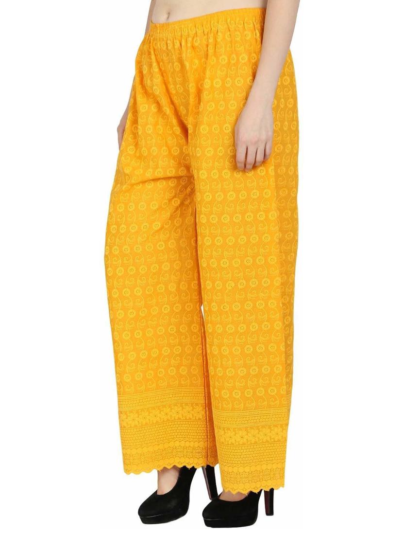 tonal embroidered mustard palazzo - 19904988 - Standard Image - 2
