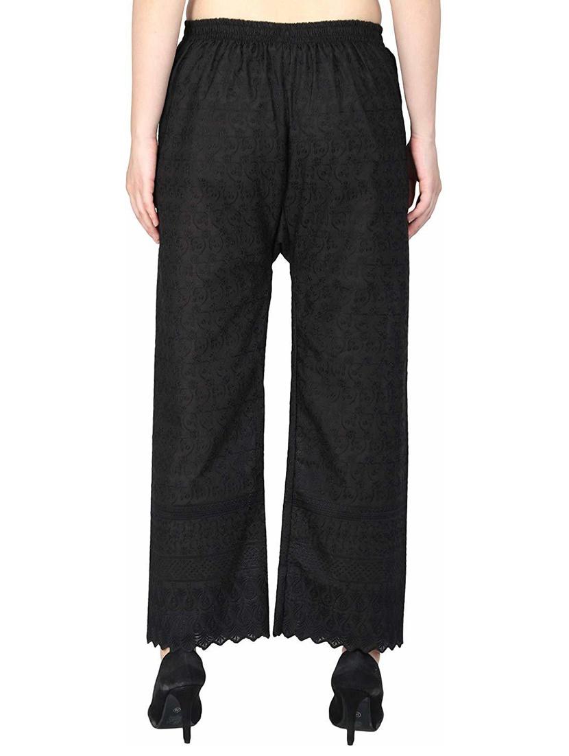 tonal embroidered black palazzo - 19904997 - Standard Image - 2