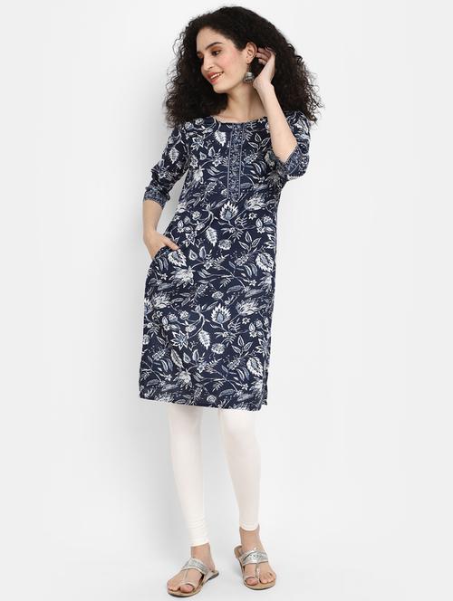 blue printed anarkali kurta - 19905022 - Standard Image - 0