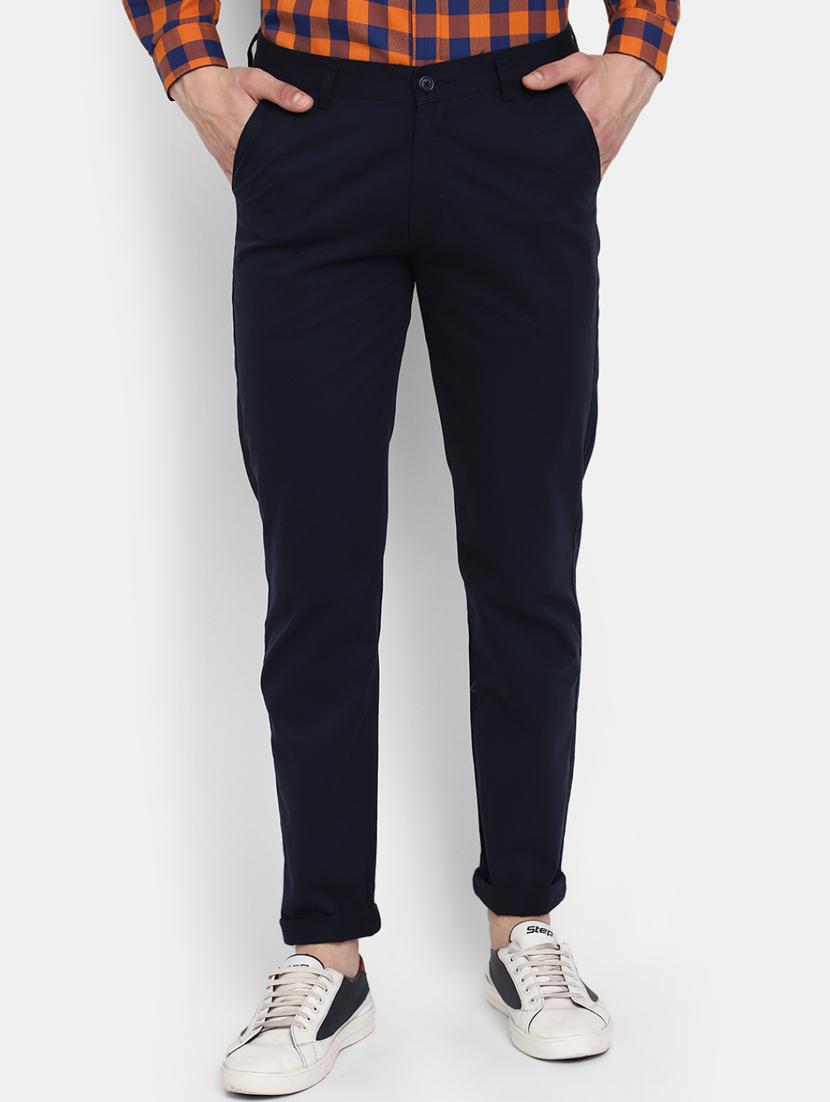 men solid mid rise chinos casual trouser