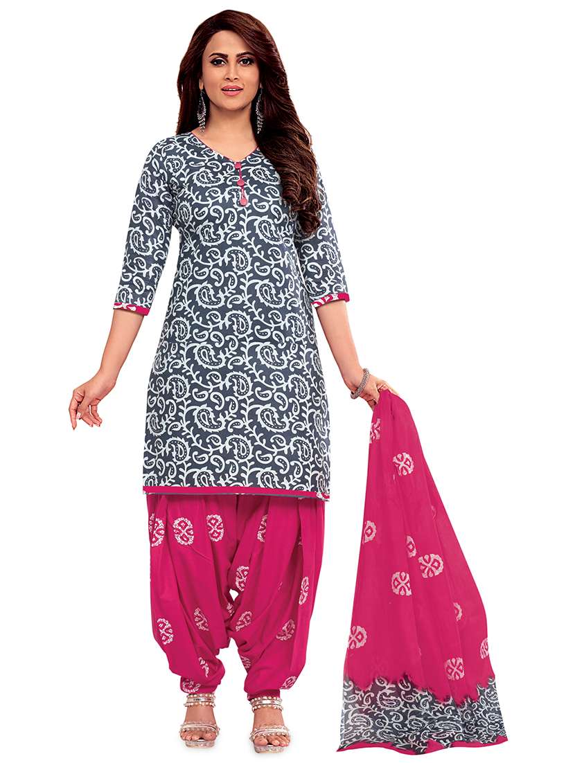 blue unstitched patiayala suit