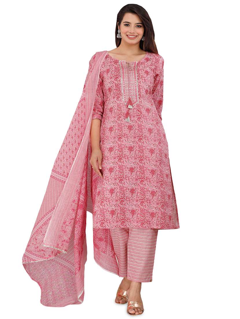 printed kurta pant set with dupatta