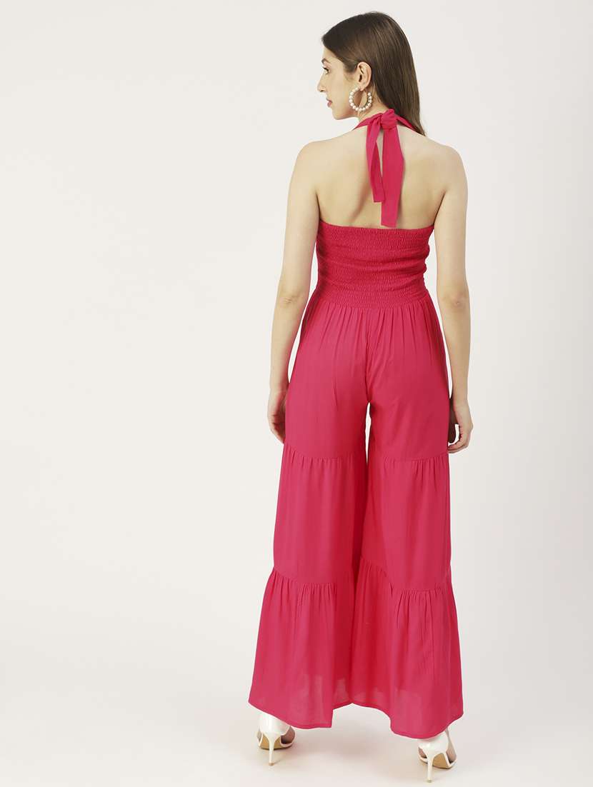 pink viscose full leg  jumpsuit - 19907012 -  Standard Image - 2