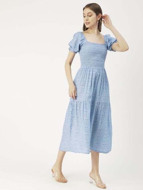 women's tiered dress micro print dress - 19907155 -  Standard Image - 0