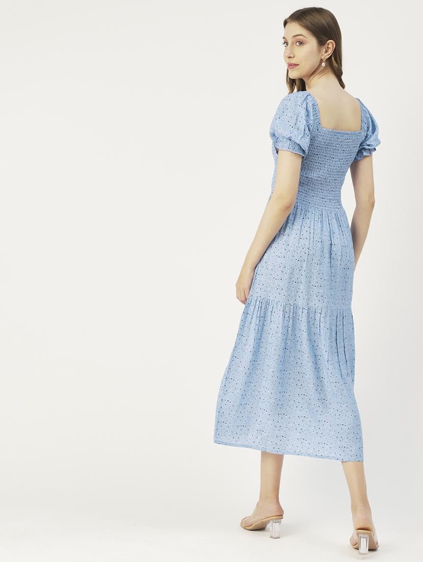 women's tiered dress micro print dress - 19907155 - Standard Image - 2