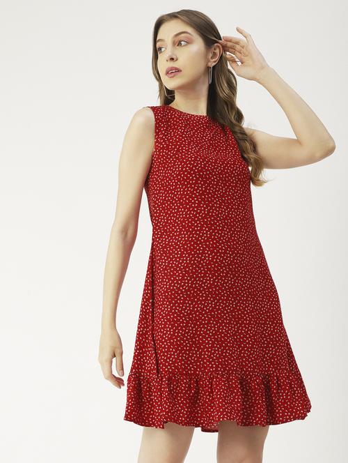 women's tiered dress micro print dress - 19907188 - Standard Image - 0