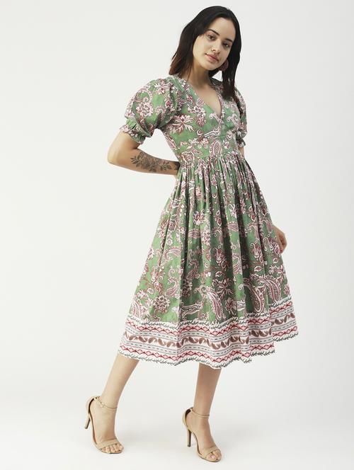 women's fit & flare paisley dress - 19907202 - Standard Image - 0