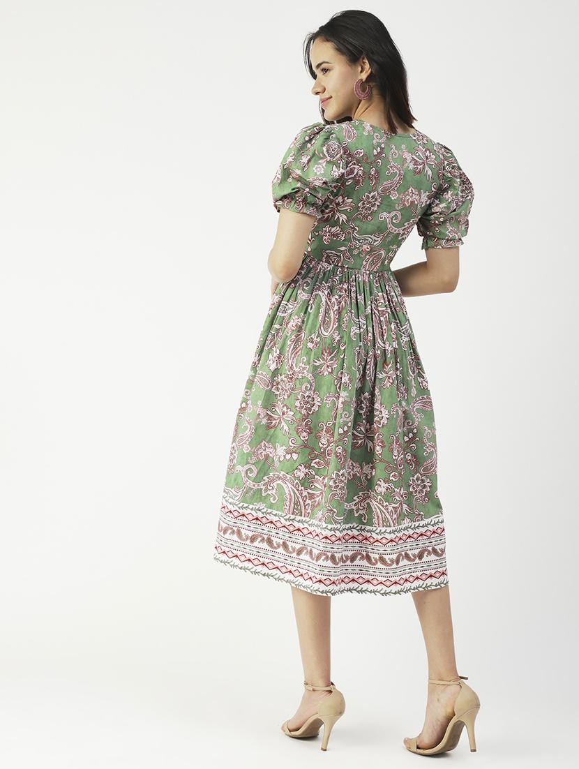 women's fit & flare paisley dress - 19907202 - Standard Image - 2