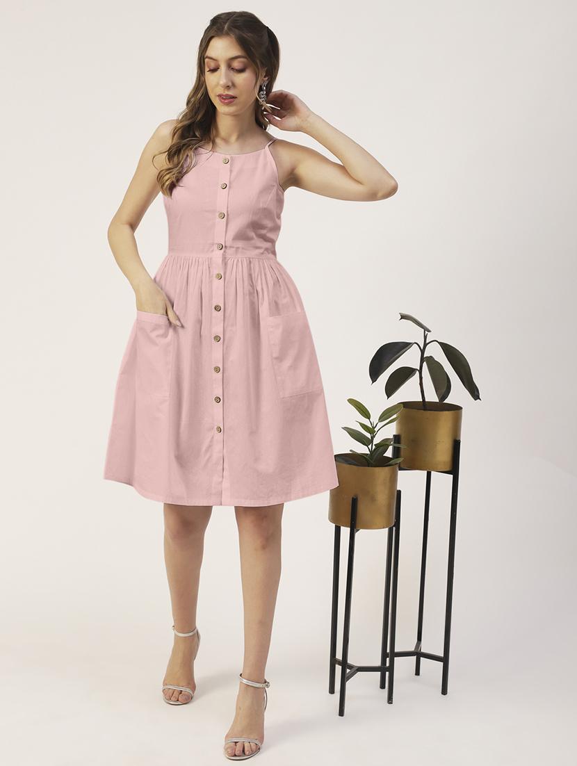 women's fit & flare solid dress - 19907231 - Standard Image - 2