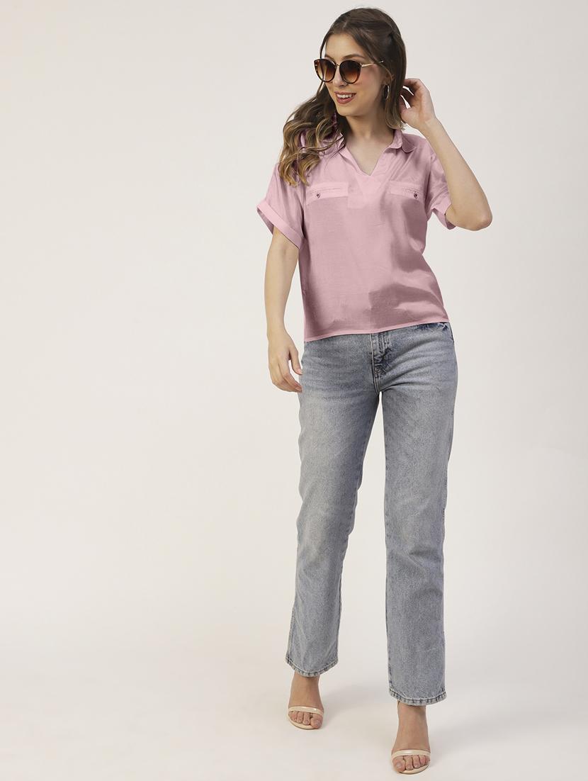 women's straight collared top - 19907267 - Standard Image - 2