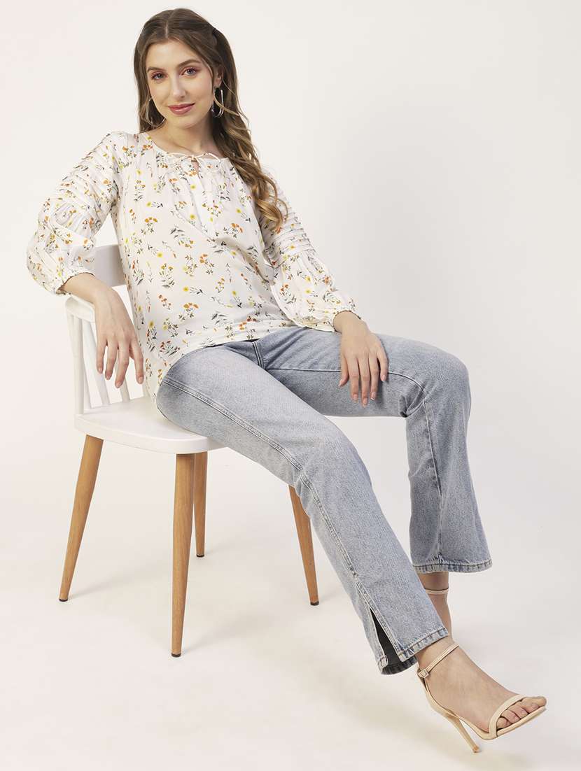 women's straight tie-up neck top - 19907274 -  Standard Image - 2