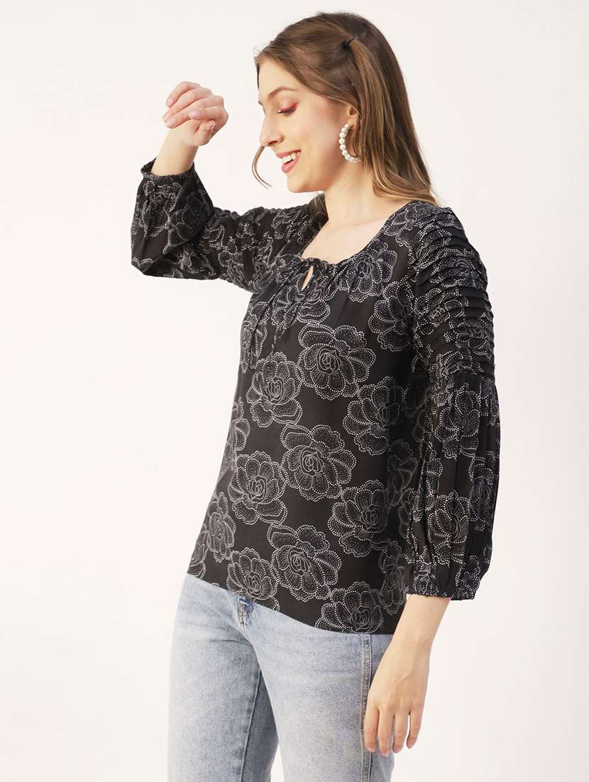 women's straight tie-up neck top