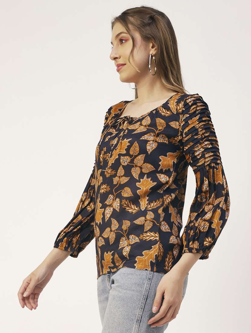 women's a line tie-up neck top