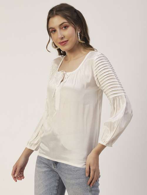 women's straight tie-up neck top - 19907279 -  Standard Image - 0