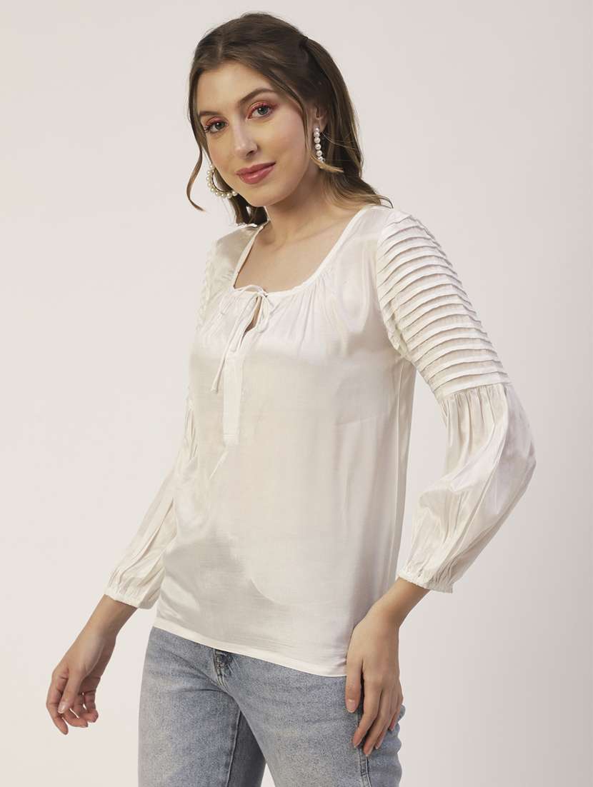 women's straight tie-up neck top - 19907279 -  Zoom Image - 0