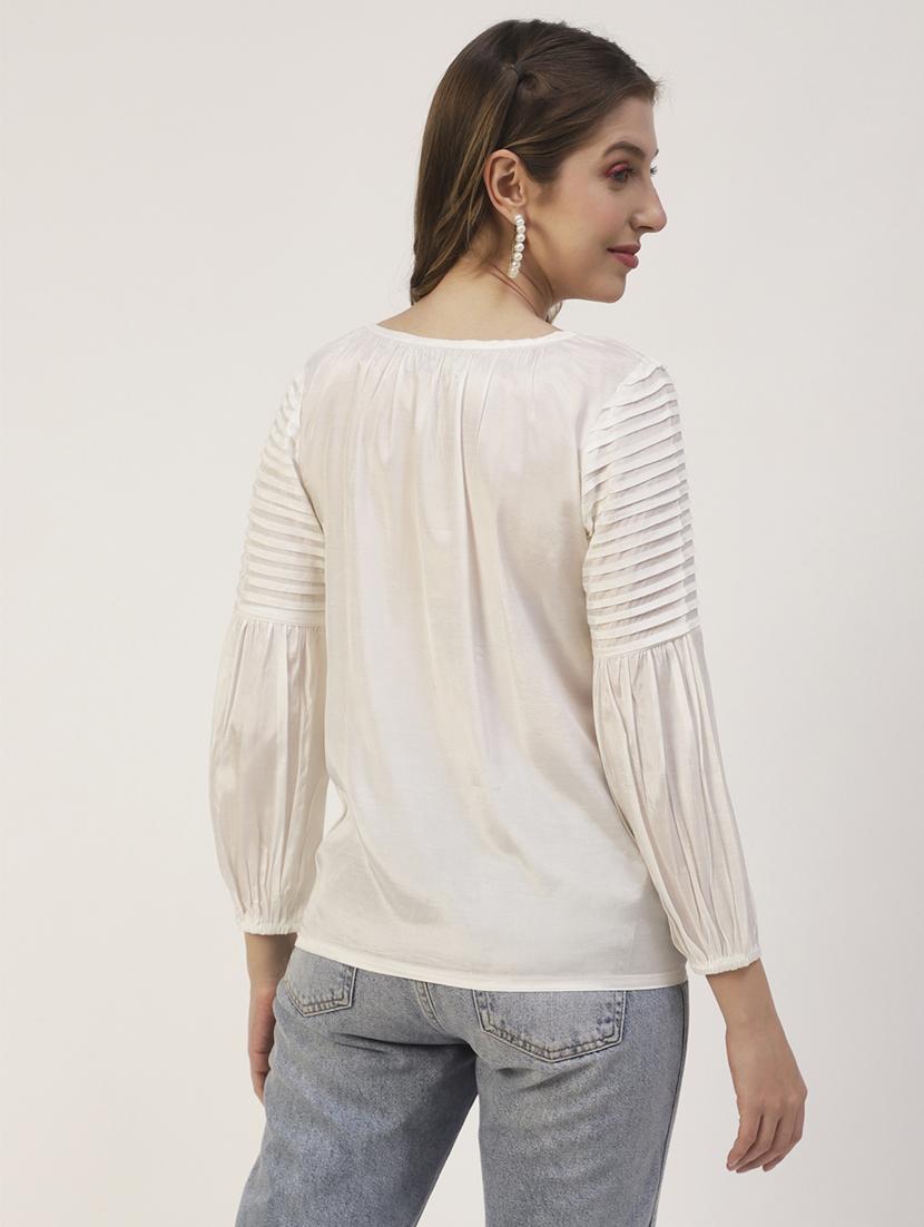 women's straight tie-up neck top - 19907279 - Standard Image - 2