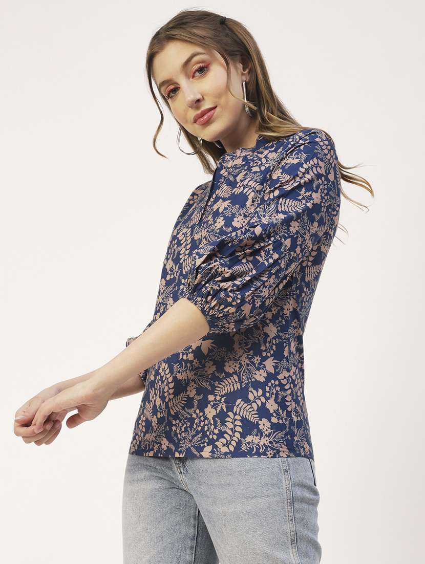 women's straight mandarin neck top