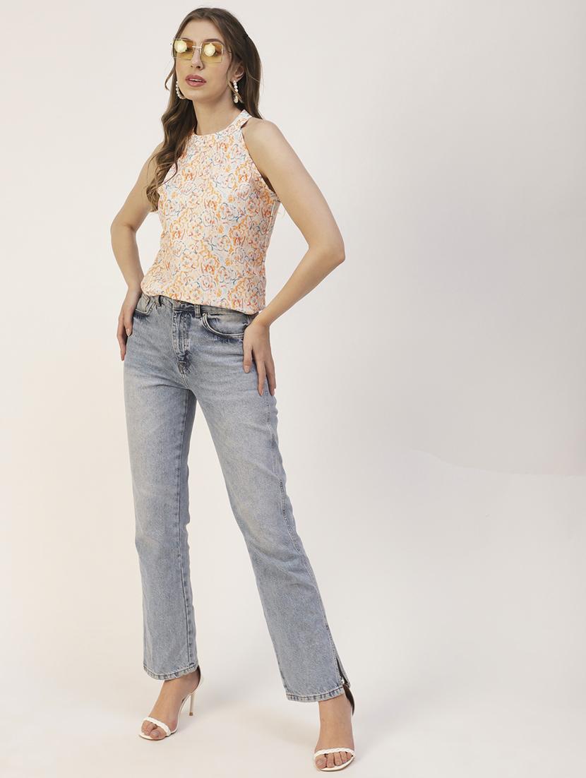 women's straight round neck top - 19907305 - Standard Image - 2