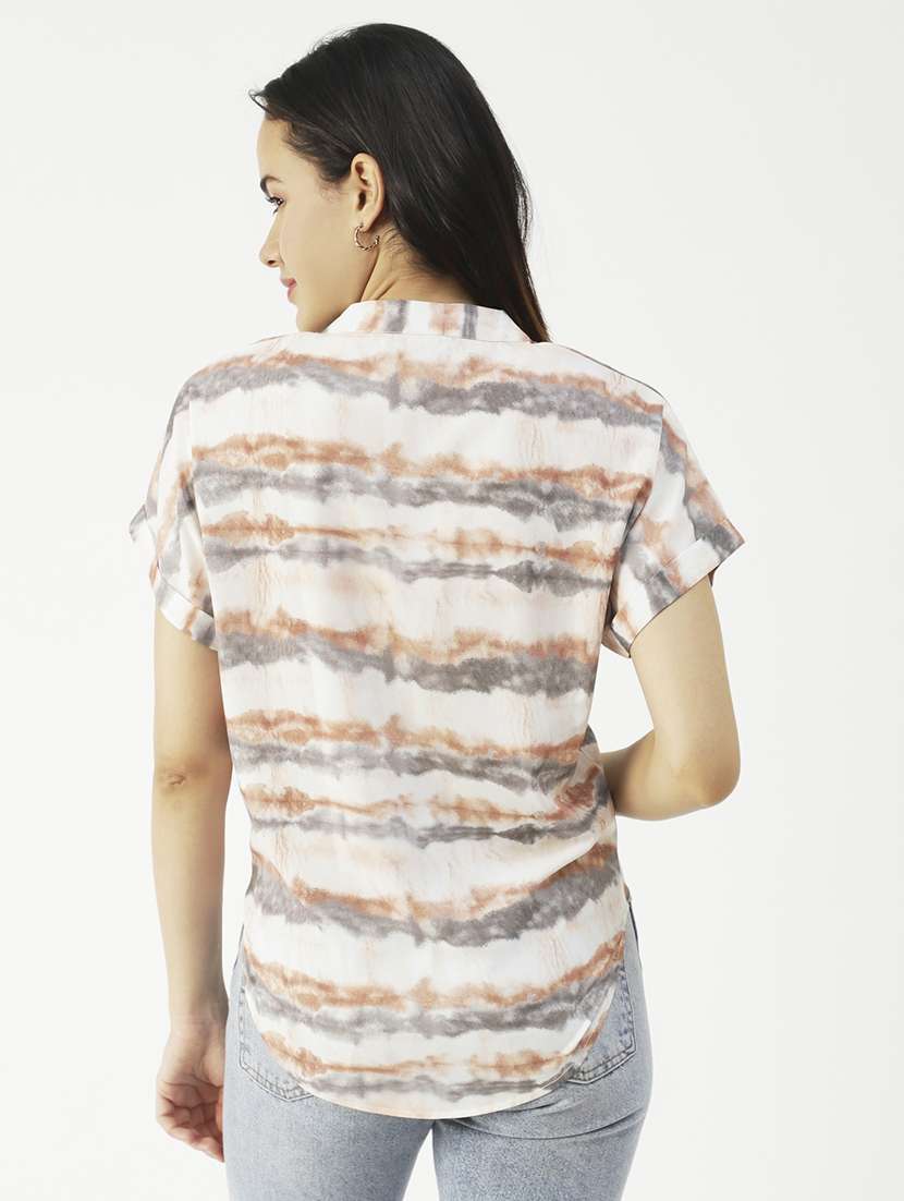 women's straight mandarin neck top - 19907343 - Standard Image - 2