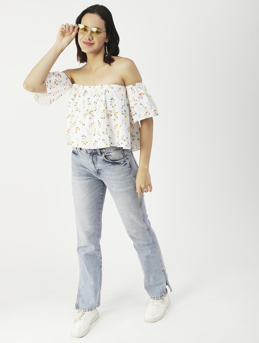 women's crop off shoulder top - 19907354 - Standard Image - 2