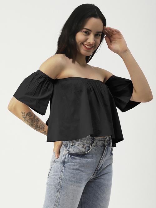 women's crop off shoulder top - 19907356 - Standard Image - 0