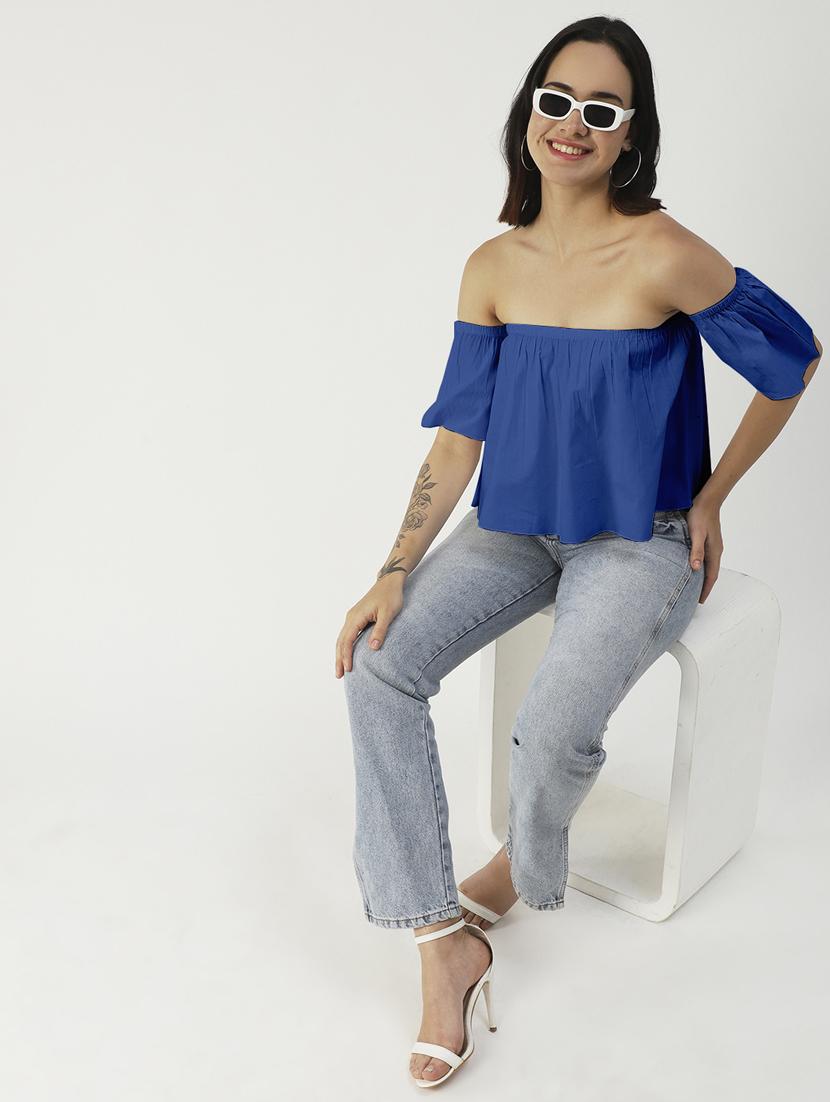 women's crop off shoulder top - 19907357 - Standard Image - 2