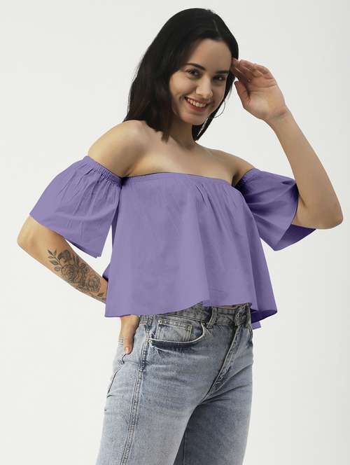 women's crop off shoulder top - 19907358 -  Standard Image - 0