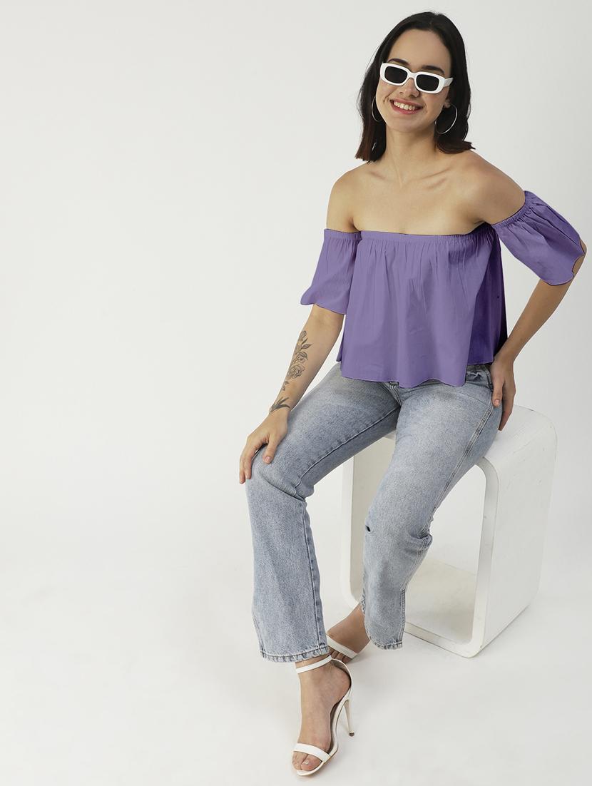 women's crop off shoulder top - 19907358 - Standard Image - 2