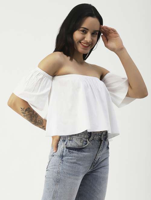 women's crop off shoulder top - 19907360 - Standard Image - 0