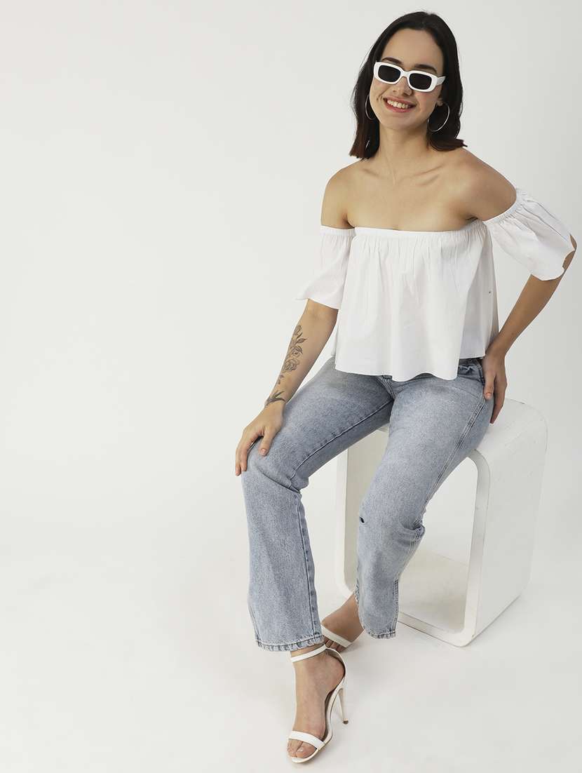 women's crop off shoulder top - 19907360 - Standard Image - 2
