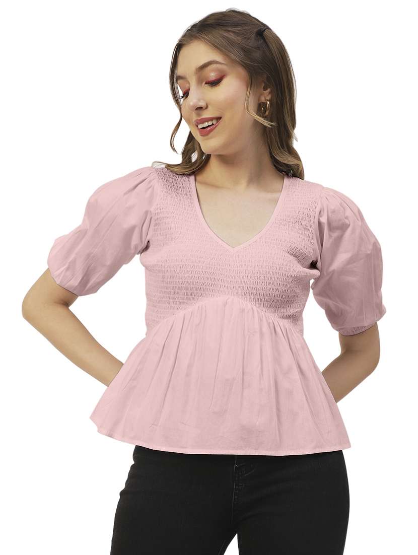 women's peplum v neck top - 19907373 - Zoom Image - 0