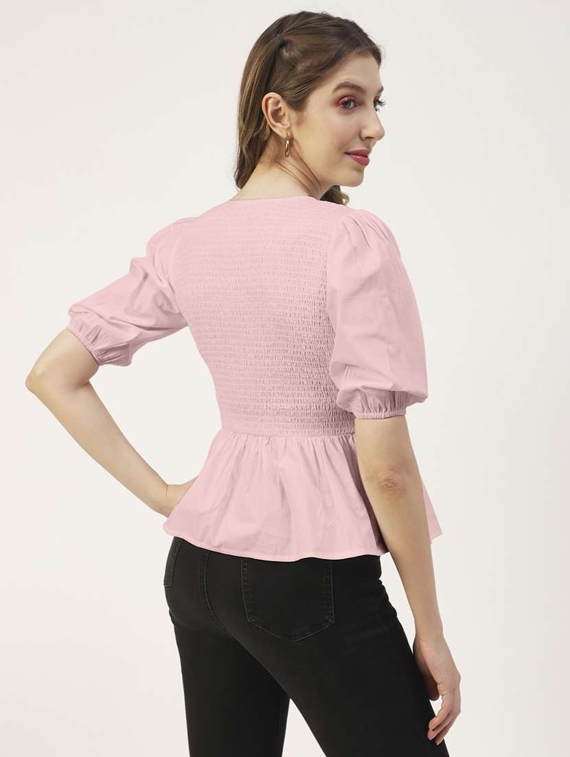women's peplum v neck top - 19907373 - Standard Image - 2