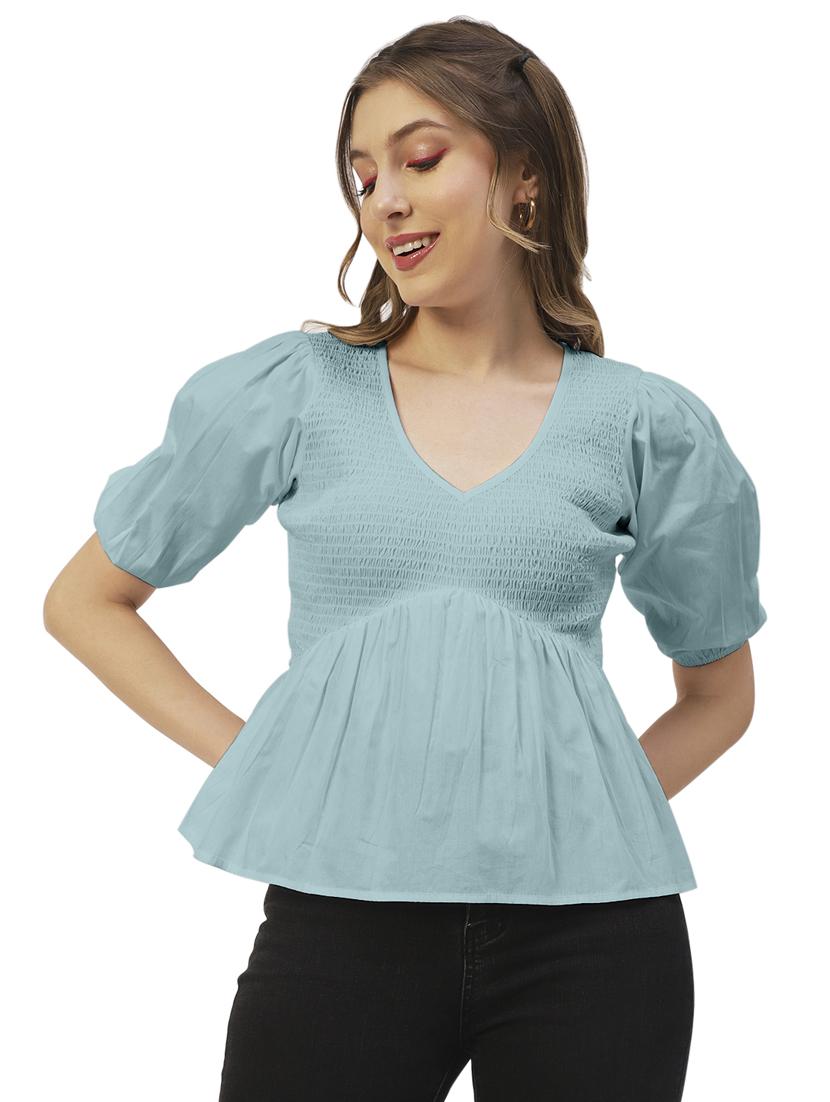 women's peplum v neck top - 19907374 - Zoom Image - 0
