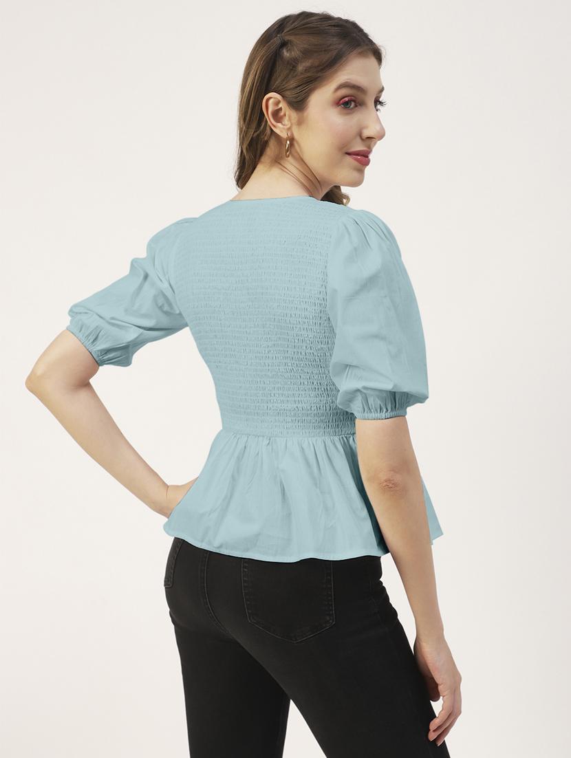 women's peplum v neck top - 19907374 - Standard Image - 2