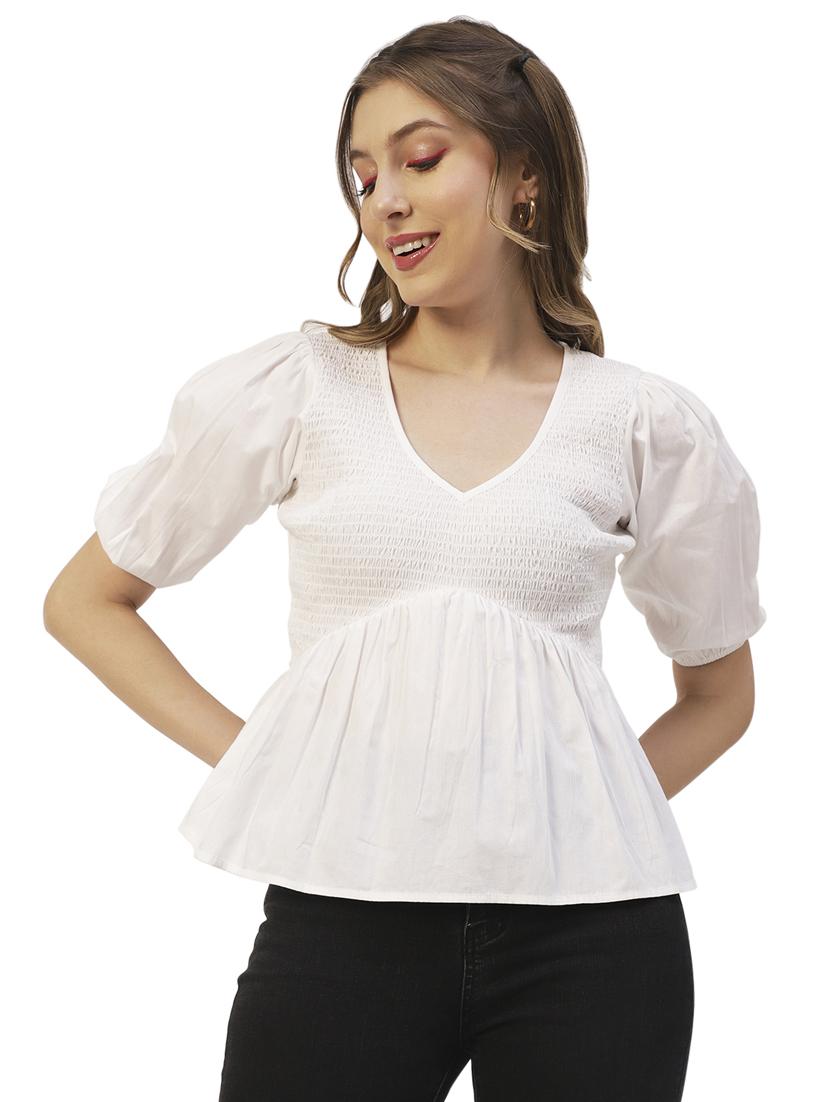 women's peplum v neck top - 19907375 - Zoom Image - 0