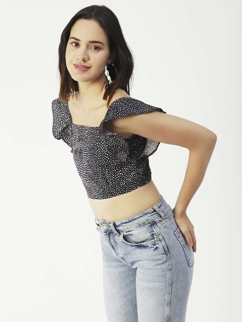 women's crop square neck top