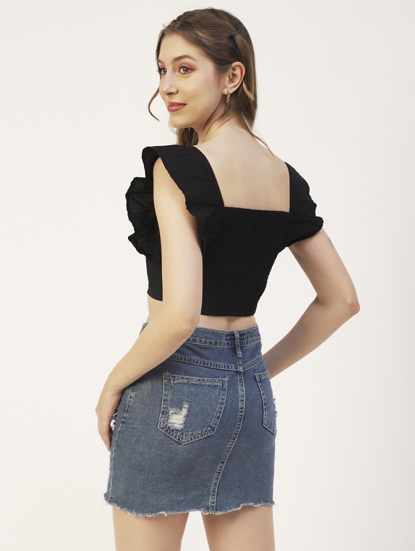 women's crop square neck top - 19907382 - Standard Image - 2