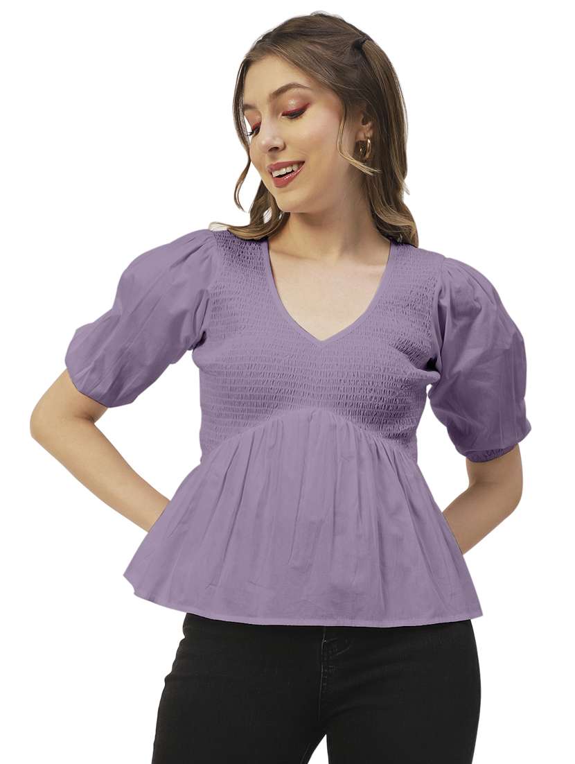 women's peplum v neck top - 19907399 -  Zoom Image - 0