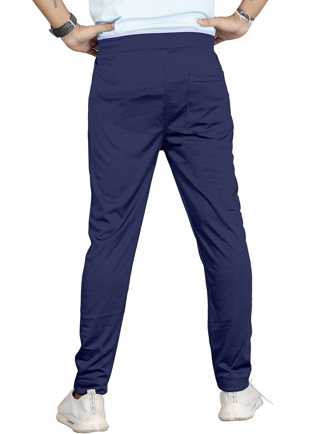 blue lycra blend  full length track pant - 19907565 -  Standard Image - 2