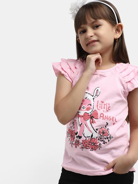 girls printed round neck regular tee - 19908624 - Standard Image - 2