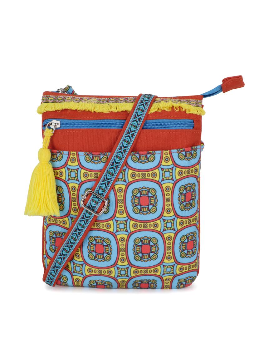 orange cotton polyester blend sling bag - 19910263 -  Zoom Image - 0