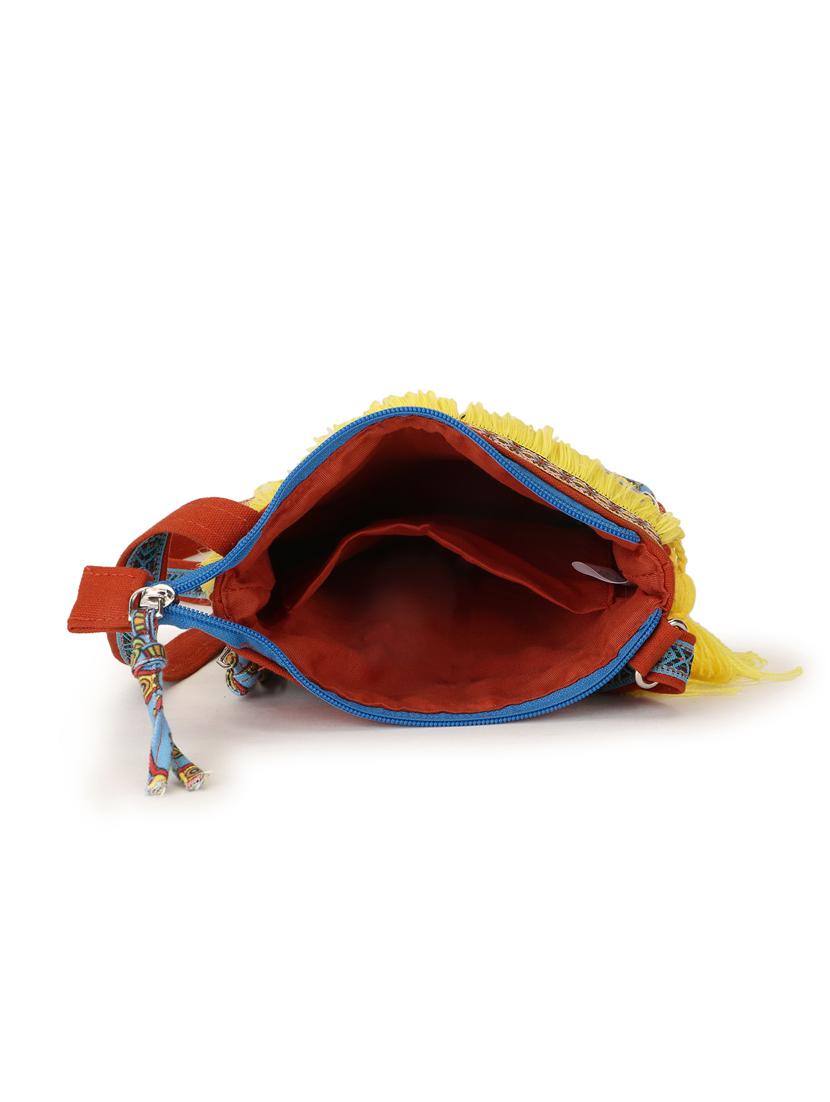 orange cotton polyester blend sling bag - 19910263 - Standard Image - 2