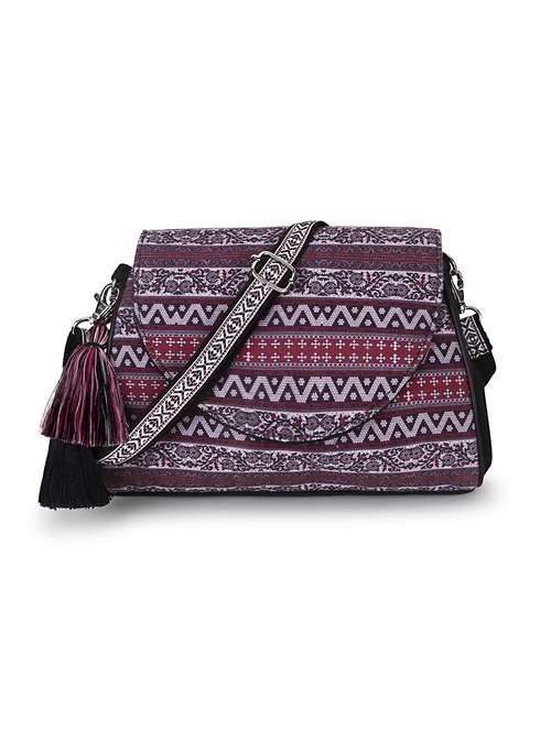 wine cotton polyester blend sling bag