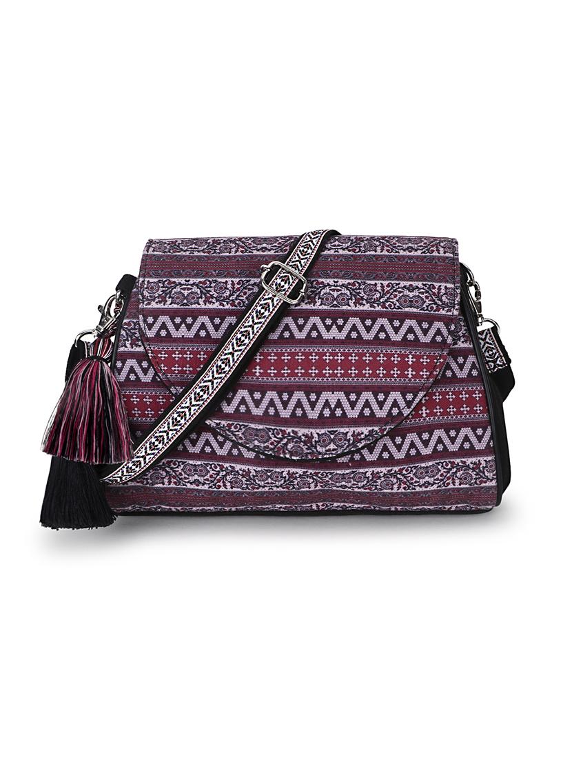 wine cotton polyester blend sling bag - 19910265 - Zoom Image - 0