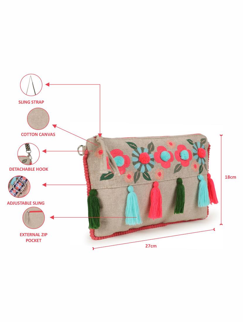 beige canvas sling bag - 19910268 - Standard Image - 7