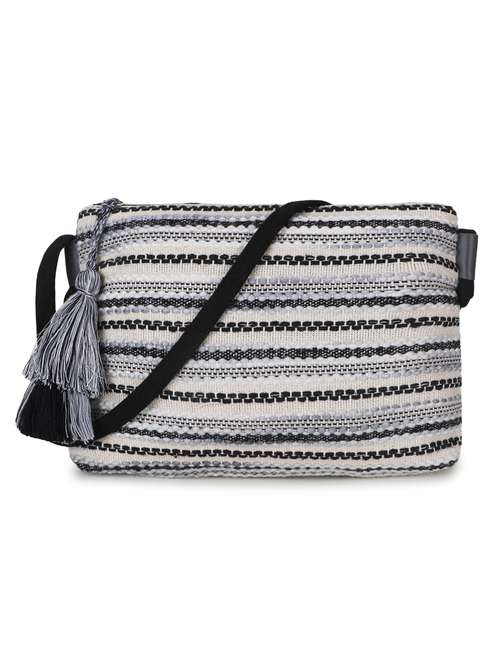 black cotton polyester blend sling bag - 19910269 - Standard Image - 0
