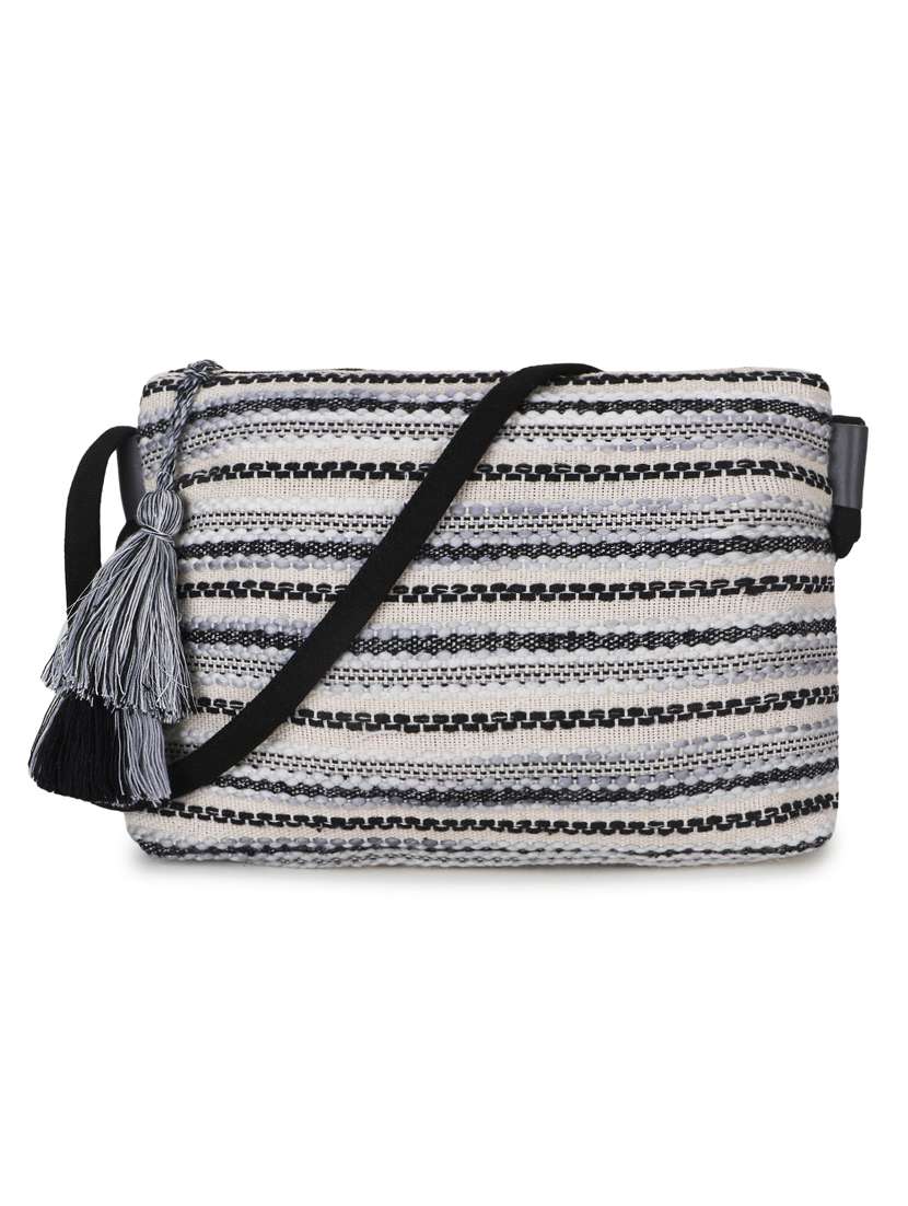 black cotton polyester blend sling bag - 19910269 - Zoom Image - 0