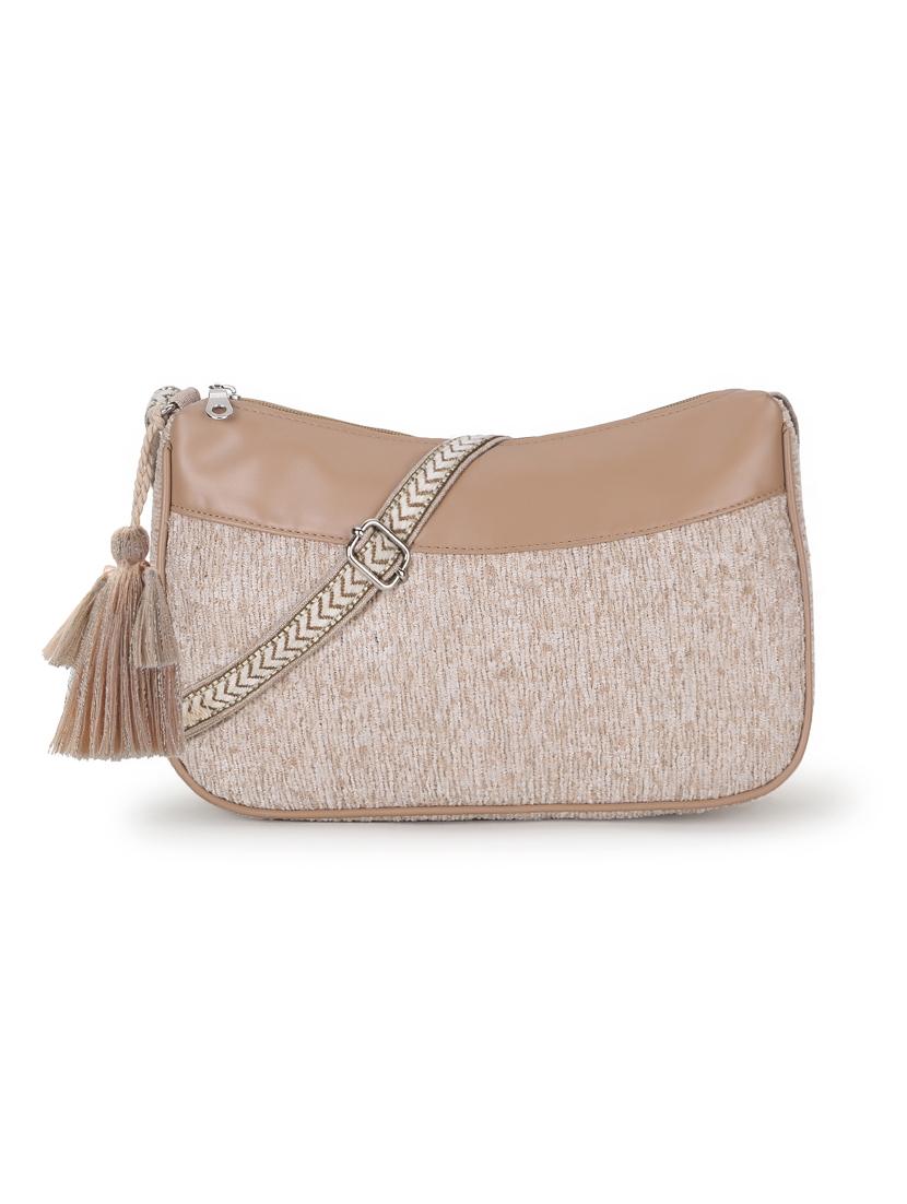 tan cotton polyester blend sling bag - 19910271 - Zoom Image - 0