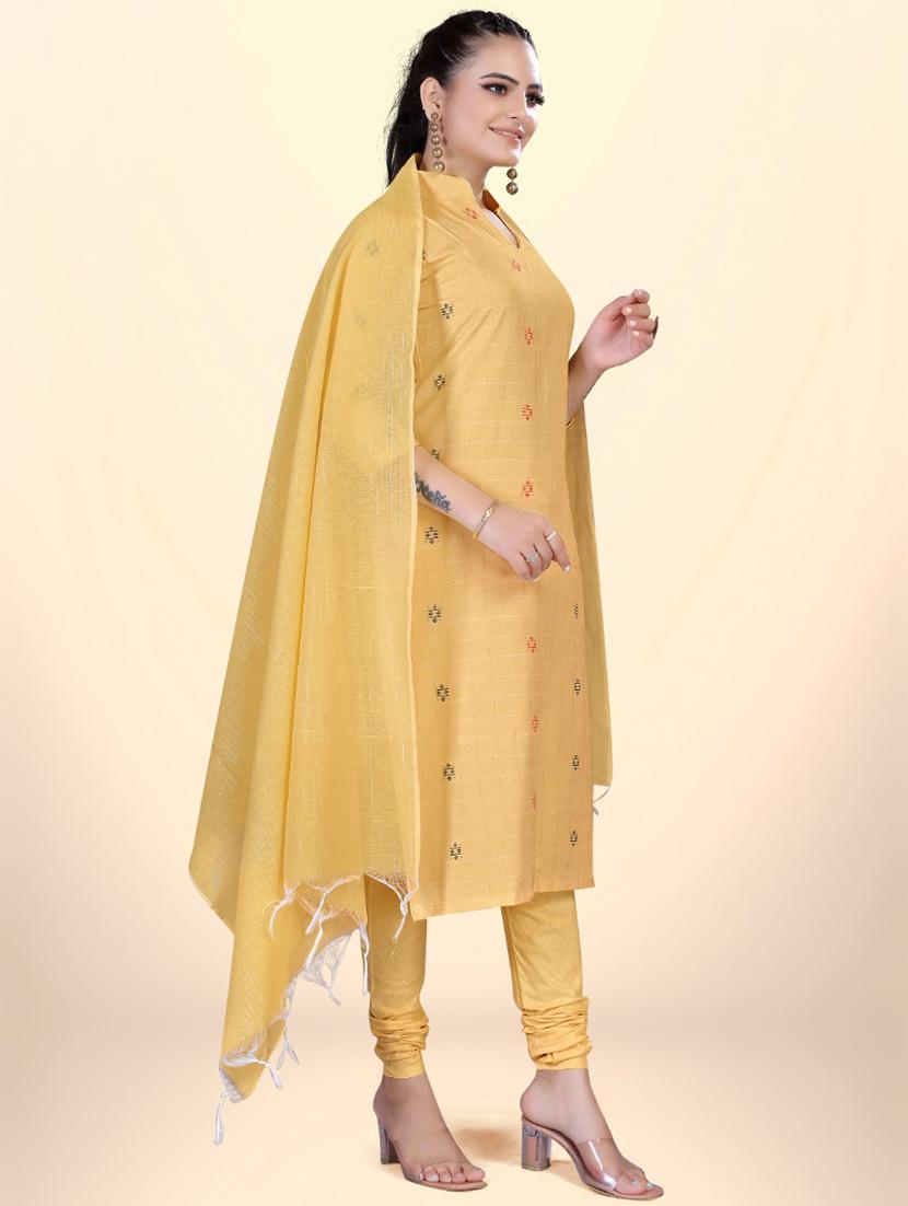 unstitched cotton churidar suit set - 19910323 - Standard Image - 2