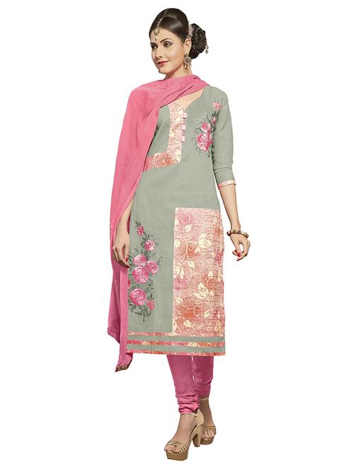unstitched cotton churidar suit set - 19910456 -  Standard Image - 0
